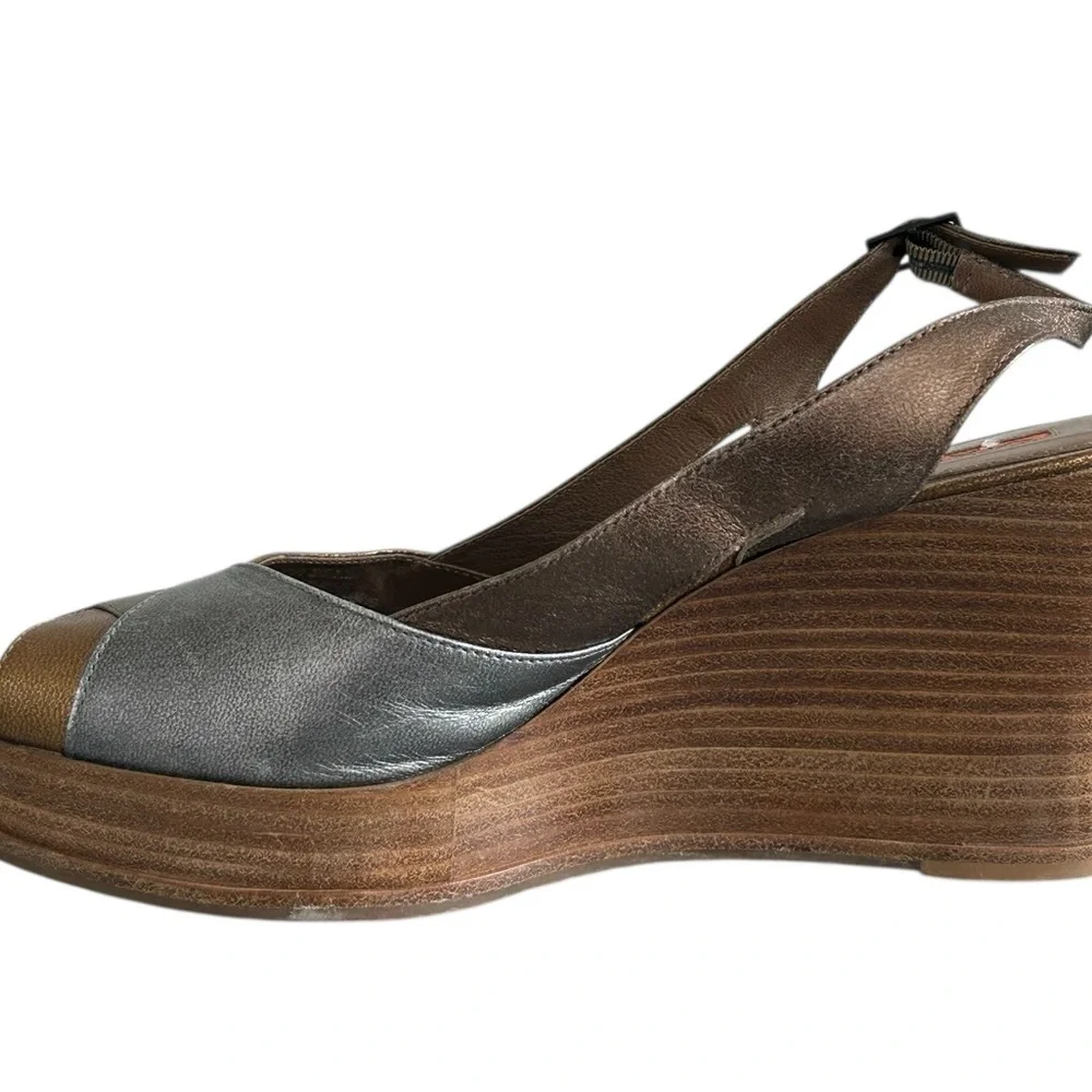 Via Spiga Brown‎ Wedge Sandals with Peep-Toe Design Sz 10